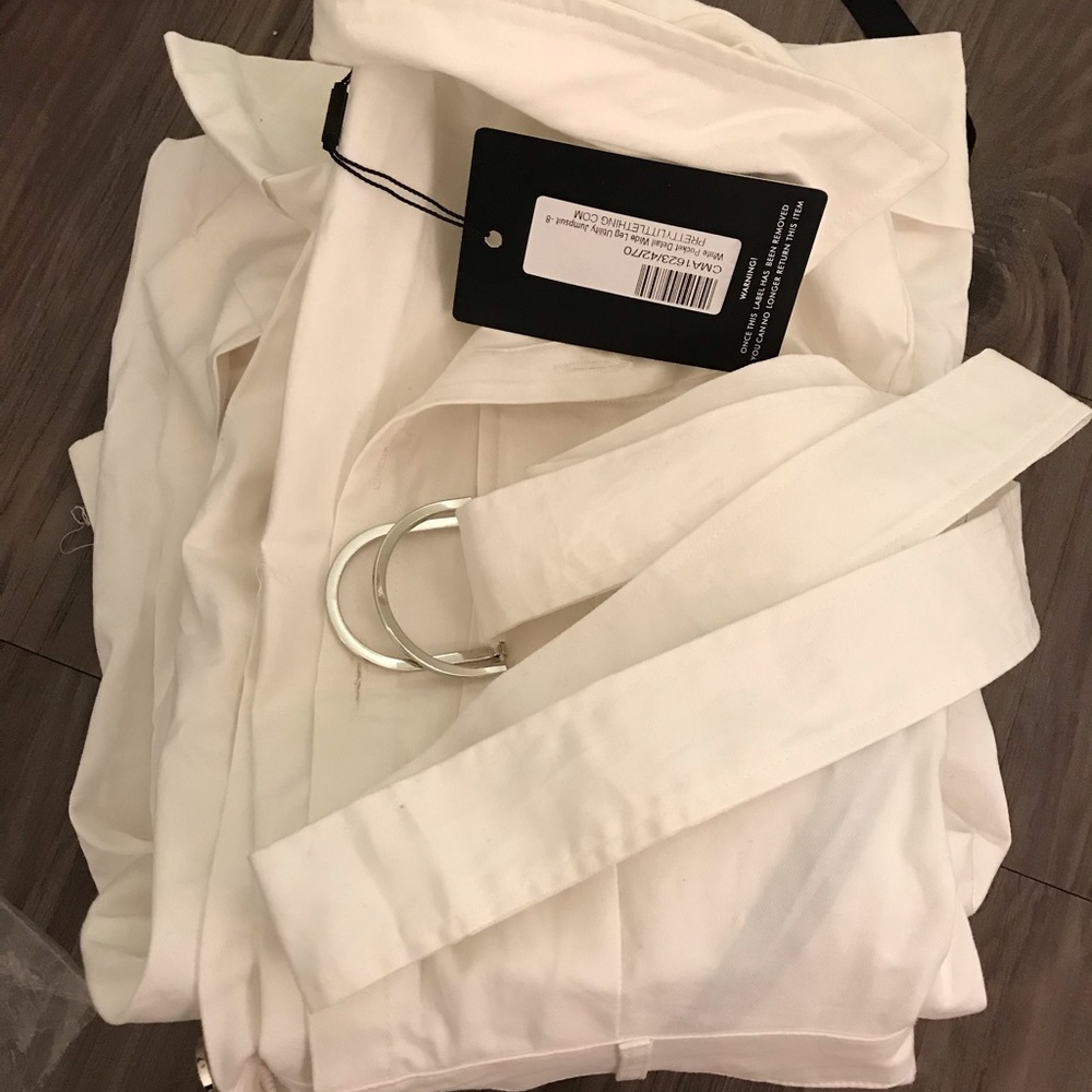 PRETTYLITTLETHUNG WHITE UTILITY JUMPSUIT - Picture 4 of 8